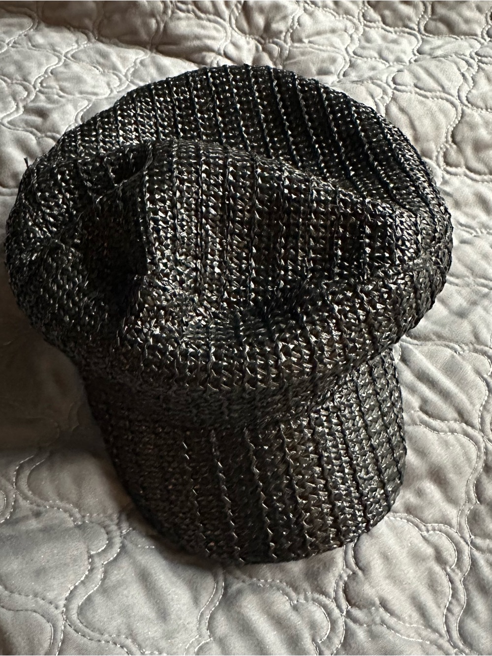 Melrose and Market Metallic Black Woven Newsboy Cap